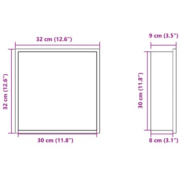 vidaXL Εσοχή Ντους Βουρστ. Ασήμι 32x32x9 εκ. Αν. Ατσάλι