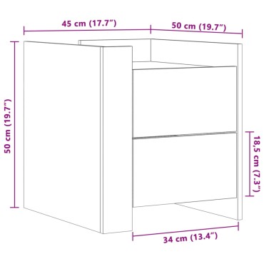 vidaXL Κομοδίνο Καφέ Δρυς 45x50x50cm από Επεξεργασμένο Ξύλο 1 τεμ.