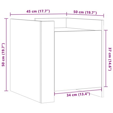 vidaXL Κομοδίνο Καφέ Δρυς 45x50x50cm από Επεξεργασμένο Ξύλο 1 τεμ.