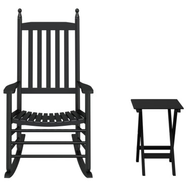 vidaXL Καρέκλα Κουνιστή Πτυσσόμενο Τραπέζι Μαύρη Μασίφ Λεύκα 62x83x115cm 1 τεμ.