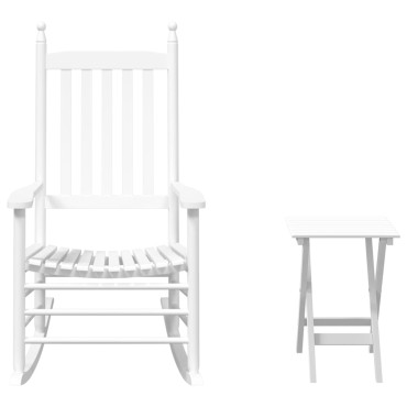 vidaXL Καρέκλα Κουνιστή Πτυσσόμενο Τραπέζι Λευκή Μασίφ Λεύκα 62x83x115cm 1 τεμ.