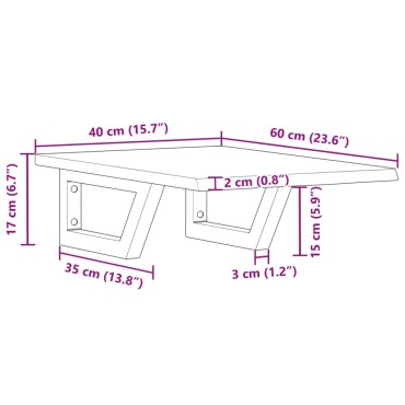 vidaXL Ράφι Νιπτήρα Τοίχου από Ατσάλι / Μασίφ Ξύλο Δρυός 40x60x2cm
