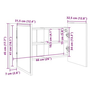 vidaXL Καθρέφτης Ντουλάπι Sonoma Δρυς 80x12x45cm Επεξ. Ξύλο 1 τεμ.