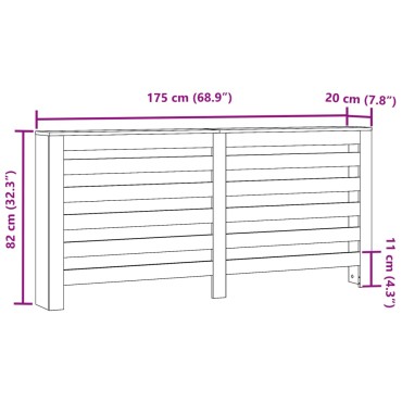 vidaXL Κάλυμμα Καλοριφέρ Όψη Παλαιού Ξύλου 175x20x82 εκ. Επεξ. Ξύλο