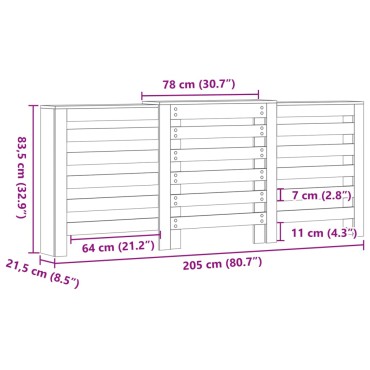 vidaXL Κάλυμμα Καλοριφέρ Γκρι Sonoma 205x21,5x83,5 εκ Επεξ. Ξύλο