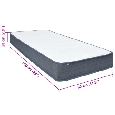 vidaXL Στρώμα Boxspring 160x80x20cm Υφασμάτινο 1 τεμ. - Μονό