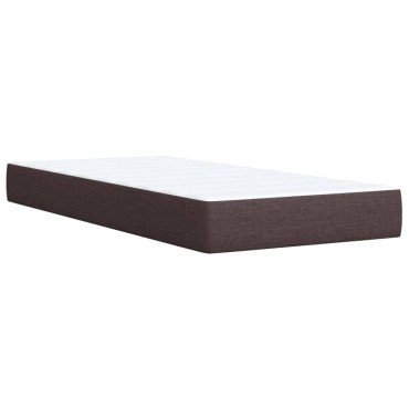 vidaXL Κρεβάτι Boxspring με Στρώμα Σκούρο Καφέ 90x190cm Υφασμάτινο 1 τεμ. - Μονό