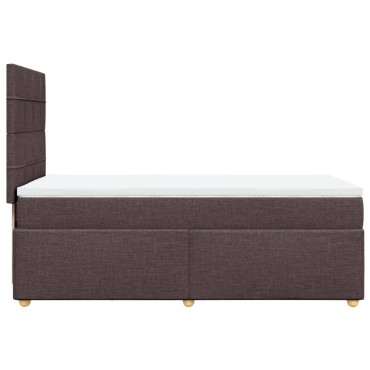 vidaXL Κρεβάτι Boxspring με Στρώμα Σκούρο Καφέ 90x190cm Υφασμάτινο 1 τεμ. - Μονό