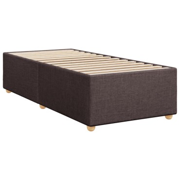 vidaXL Κρεβάτι Boxspring με Στρώμα Σκούρο Καφέ 90x190cm Υφασμάτινο 1 τεμ. - Μονό