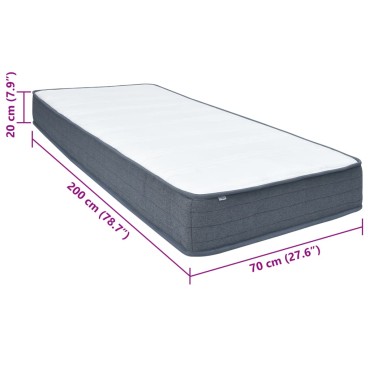 vidaXL Στρώμα Boxspring 200x70x 20cm Υφασμάτινο 1 τεμ.