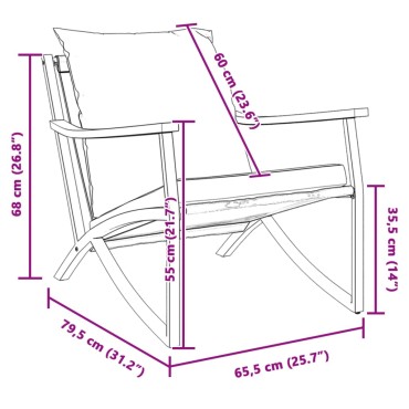 vidaXL Καρέκλες Κήπου 2 τεμ. Μαύρες με Μαξιλάρια 55x55cm