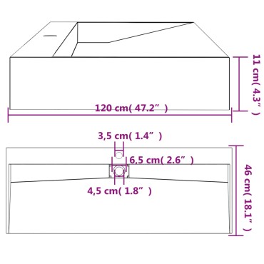 vidaXL Νιπτήρας Ανθρακί 120x46x11 εκ. Συνθετικός από Τεχνητό Μάρμαρο