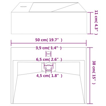 vidaXL Νιπτήρας Ανθρακί 50x38x11 εκ. Συνθετικός από Τεχνητό Μάρμαρο