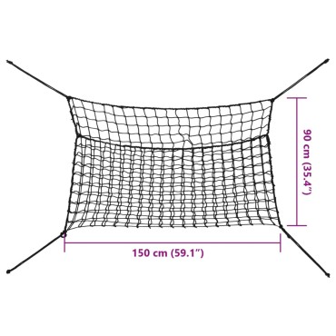 vidaXL Δίχτυα Σανού 2 Τεμ. Ορθογώνια Μαύρο 150x90 εκ. από PP