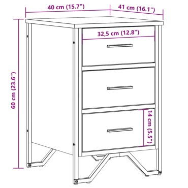 vidaXL Κομοδίνο Sonoma Δρυς 40x41x60cm από Επεξεργασμένο Ξύλο 1 τεμ.