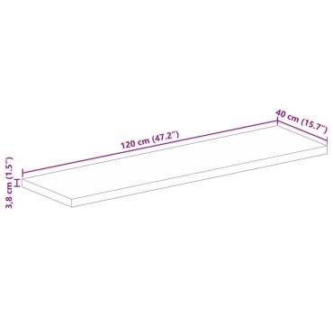 vidaXL Επιφάνεια Τραπεζιού Ορθογώνια 120x40x3,8cm Μασίφ Ξύλο Μάνγκο 1 τεμ.