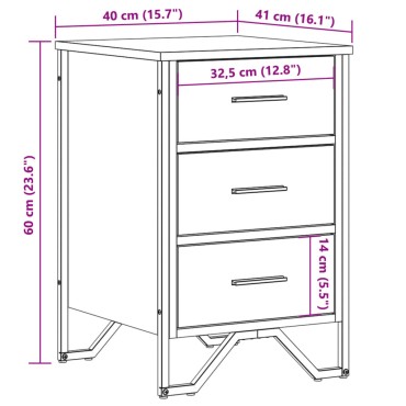 vidaXL Κομοδίνο Μαύρο 40x41x60cm από Επεξεργασμένο Ξύλο 1 τεμ.