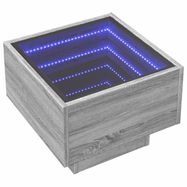 vidaXL Κομοδίνο Άπειρο Φως LED Γκρι Sonoma 40x40x30cm 1 τεμ.