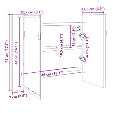 vidaXL Καθρέφτης Ντουλάπι Sonoma Δρυς 60x12x45cm Επεξ. Ξύλο 1 τεμ.