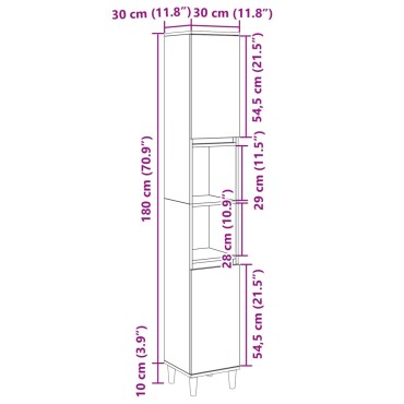 vidaXL Ντουλάπι Μπάνιου Sonoma Δρυς 30x30x190cm Επεξεργασμένο Ξύλο 1 τεμ.