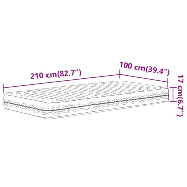 vidaXL Στρώμα Αφρού Σκληρότητα H2 H3 Λευκό 100x210cm 1 τεμ. - Μονό