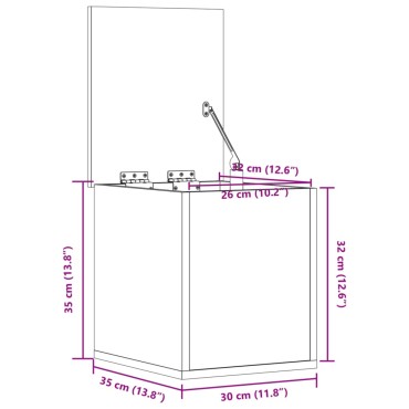 vidaXL Κουτί Αποθήκευσης Καφέ δρυς 30x35x35cm Επεξεργασμένο Ξύλο 1 τεμ.