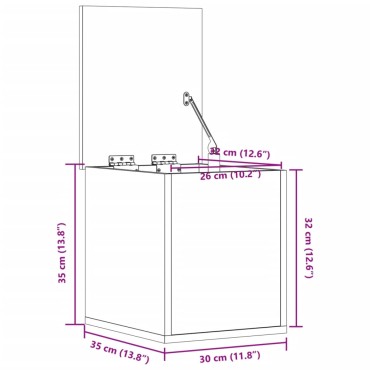 vidaXL Κουτί Αποθήκευσης Καπνιστή Δρυς 30x35x35cm Επεξεργασμένο Ξύλο 1 τεμ.