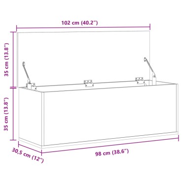 vidaXL Κουτί Αποθήκευσης Καπνιστή Δρυς 102x35x35cm Επεξεργασμένο Ξύλο 1 τεμ.