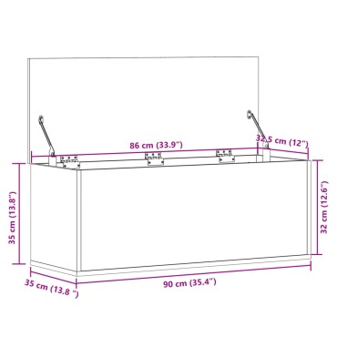 vidaXL Κουτί Αποθήκευσης Γκρι sonoma 90x35x35cm Επεξεργασμένο Ξύλο 1 τεμ.