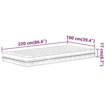 vidaXL Στρώμα Αφρού Σκληρότητα H2 H3 Λευκό 100x220cm 1 τεμ. - Μονό