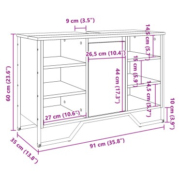 vidaXL Ντουλάπι Νιπτήρα Μπάνιου Μαύρο 91x35x60cm Επεξεργασμένο Ξύλο 1 τεμ.