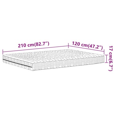 vidaXL Στρώμα Αφρού Σκληρότητα H2 H3 Λευκό 120x210cm 1 τεμ. - Μονό