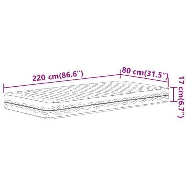 vidaXL Στρώμα Αφρού Σκληρότητα H2 H3 Λευκό 80x220cm 1 τεμ. - Μονό