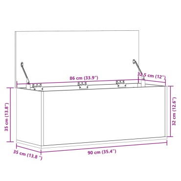 vidaXL Κουτί Αποθήκευσης Καπνιστή Δρυς 90x35x35cm Επεξεργασμένο Ξύλο 1 τεμ.