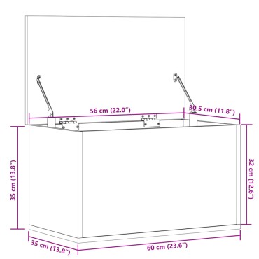 vidaXL Κουτί Αποθήκευσης Γκρι sonoma 60x35x35cm Επεξεργασμένο Ξύλο 1 τεμ.