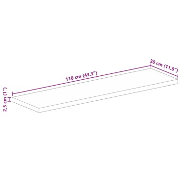 vidaXL Επιφάνεια Τραπεζιού Ορθογώνια 110x30x2,5cm Μασίφ Ξύλο Μάνγκο 1 τεμ.