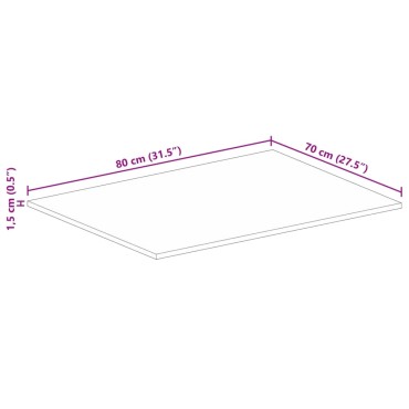 vidaXL Επιφάνεια Τραπεζιού Ορθογώνια 80x70x1,5cm Μασίφ Ξύλο Μάνγκο 1 τεμ.