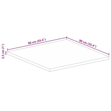 vidaXL Επιφάνεια Τραπεζιού Τετράγωνη 90x90x2,5cm Μασίφ Ξύλο Μάνγκο 1 τεμ.