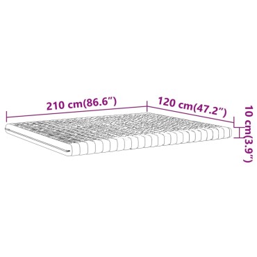 vidaXL Στρώμα Αφρού 7 Ζωνών Σκληρότητα 20 ILD Λευκό 120x210cm 1 τεμ. - Μονό