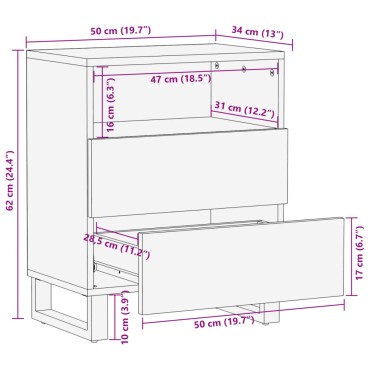 vidaXL Κομοδίνο 50x34x62cm από Μασίφ Ξύλο Ακακίας 1 τεμ.