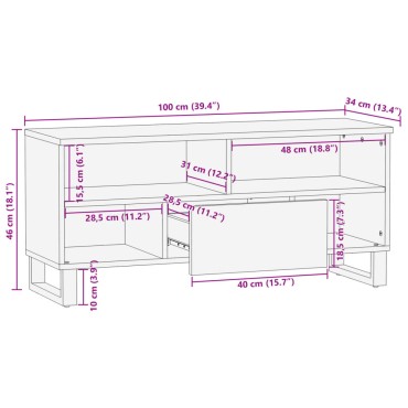 vidaXL Έπιπλο Τηλεόρασης 100x34x46cm από Μασίφ Ξύλο Ακακίας 1 τεμ.