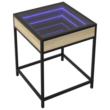 vidaXL Κομοδίνο Άπειρο Φως LED Sonoma Δρυς 40x40x51cm 1 τεμ.