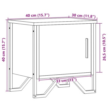 vidaXL Κομοδίνο Καπνιστή Δρυς 40x30x40cm από Επεξεργασμένο Ξύλο 1 τεμ.