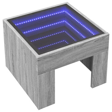 vidaXL Κομοδίνο Άπειρο Φως LED Γκρι Sonoma 40x40x30cm 1 τεμ.