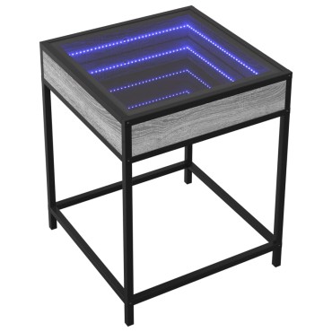 vidaXL Κομοδίνο Άπειρο Φως LED Γκρι Sonoma 40x40x51cm 1 τεμ.