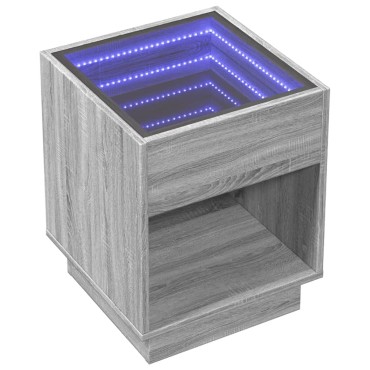 vidaXL Κομοδίνο Άπειρο Φως LED Γκρι Sonoma 40x40x50cm 1 τεμ.