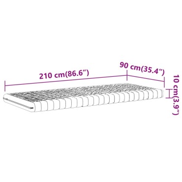 vidaXL Στρώμα Αφρού 7 Ζωνών Σκληρότητα 20 ILD Λευκό 90x210cm 1 τεμ. - Μονό