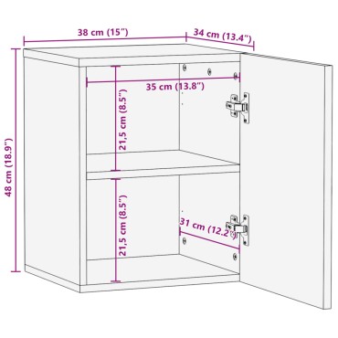 vidaXL Ντουλάπι Μπάνιου Επιτοίχιο 38x34x48cm από Μασίφ Ξύλο Μάνγκο