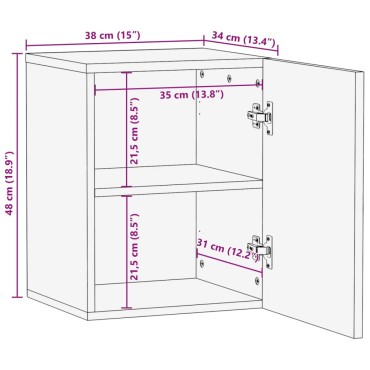 vidaXL Ντουλάπι Μπάνιου Επιτοίχιο Καφέ 38x34x48cm Μασίφ Ξύλο Μάνγκο