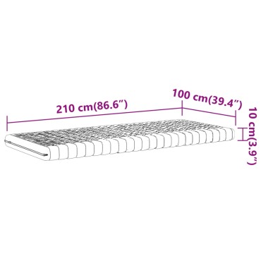 vidaXL Στρώμα Αφρού 7 Ζωνών Σκληρότητα 20 ILD Λευκό 100x210cm 1 τεμ. - Μονό